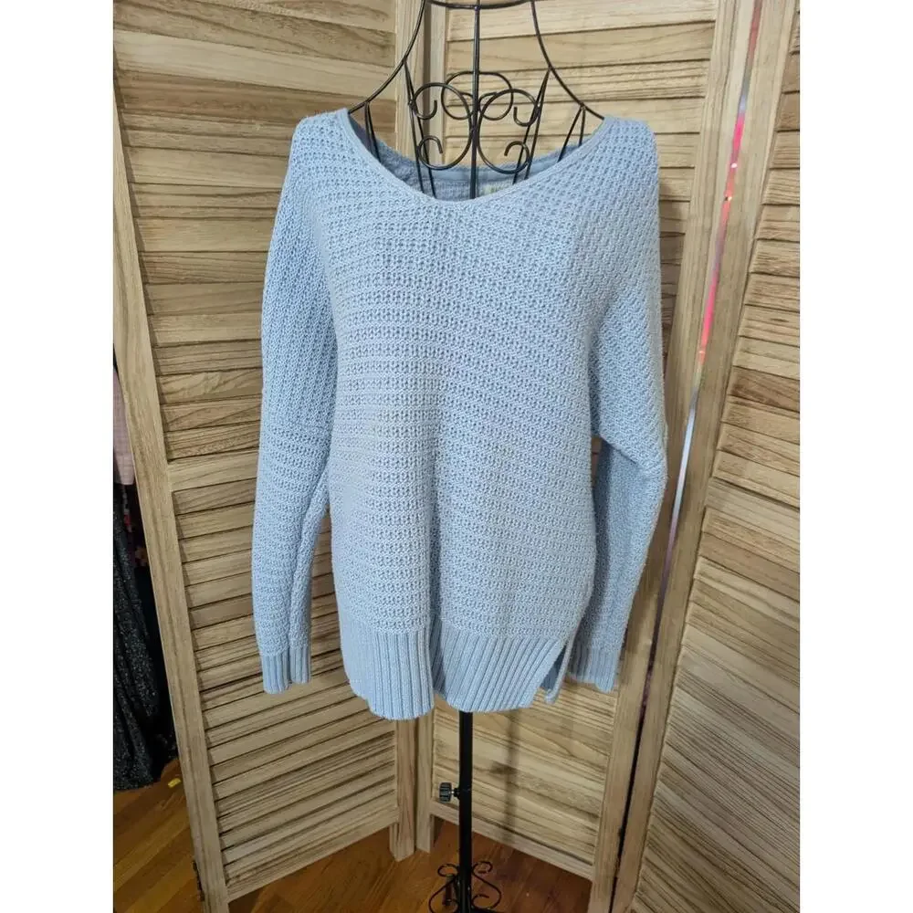 Rachel Zoe  Sweater Womens Large Blue‎ Crochet Knit Long Sleeve %60 Cotton Blend